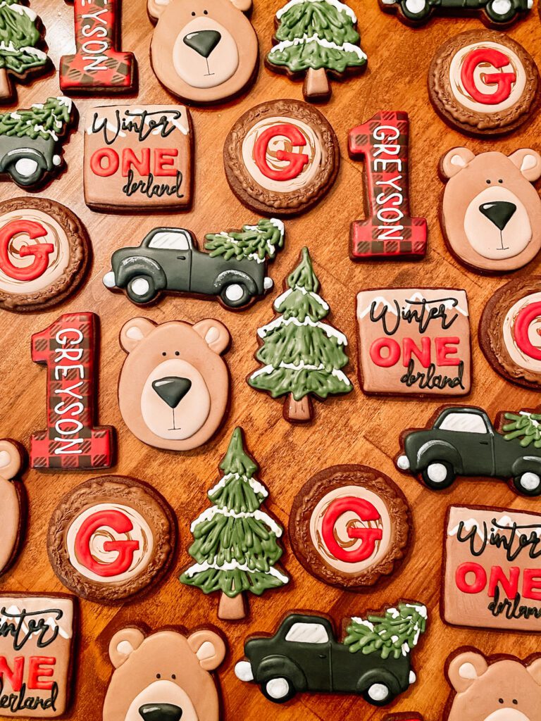 Lumberjack birthday party cookies