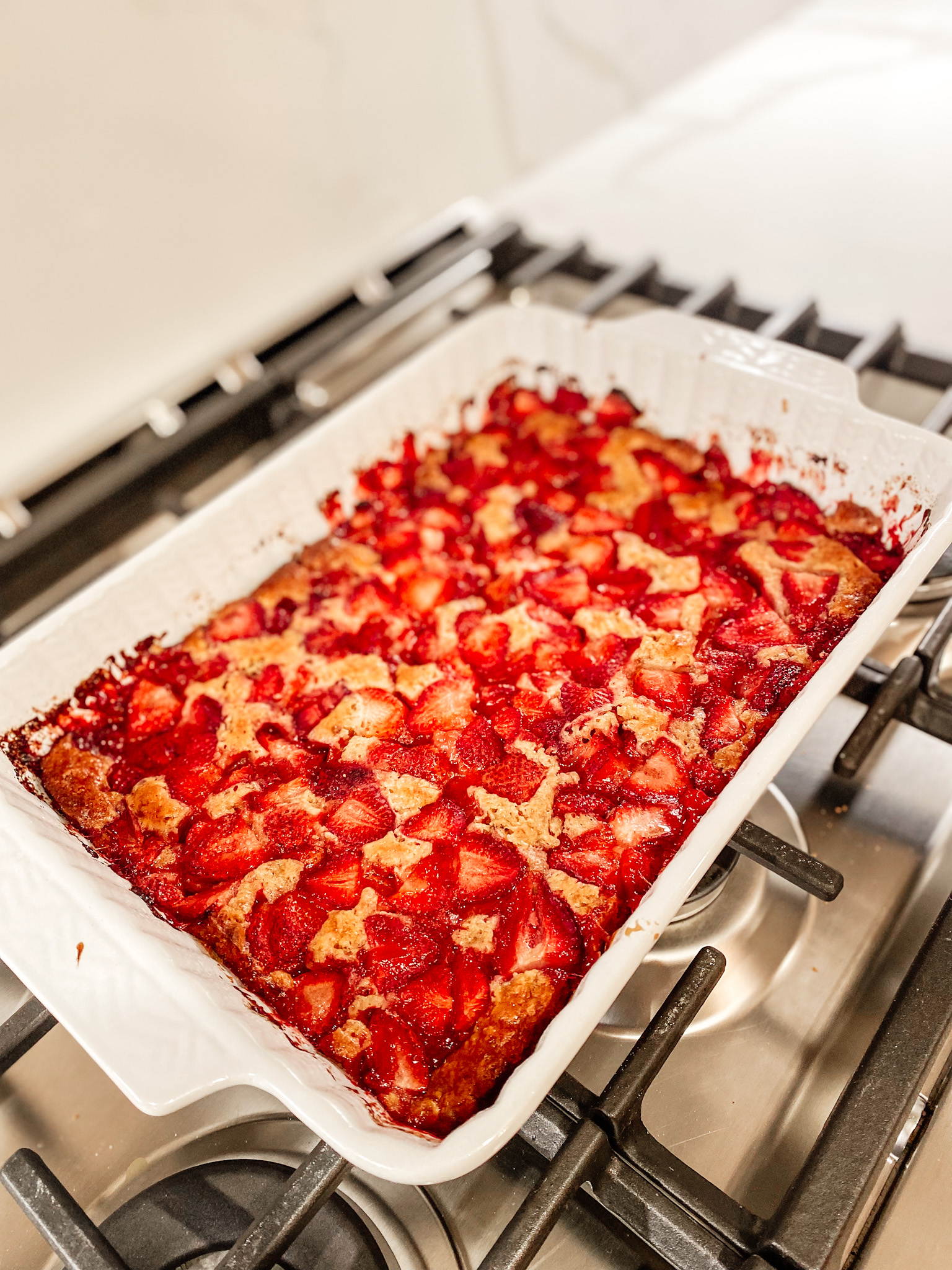 Fresh baked strawberry cobbler