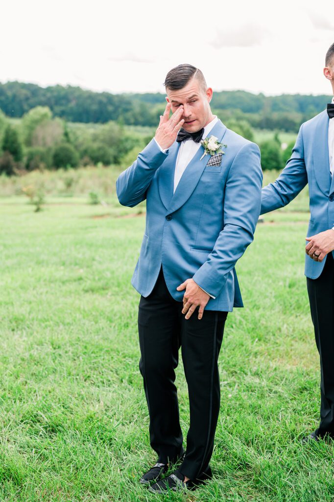 Groom crying