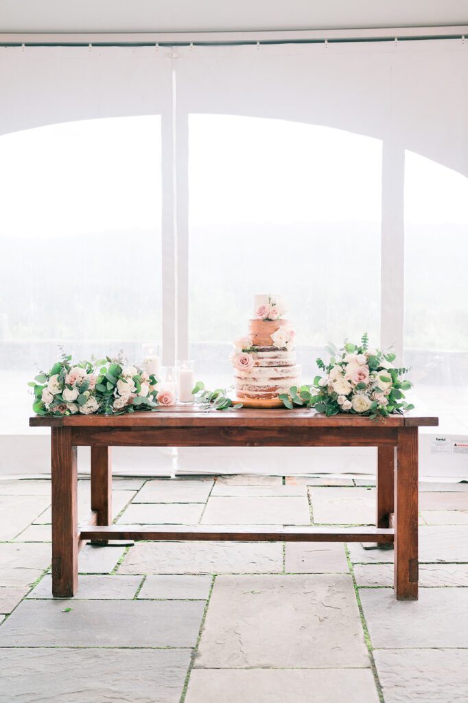 Wedding cake and dessert table