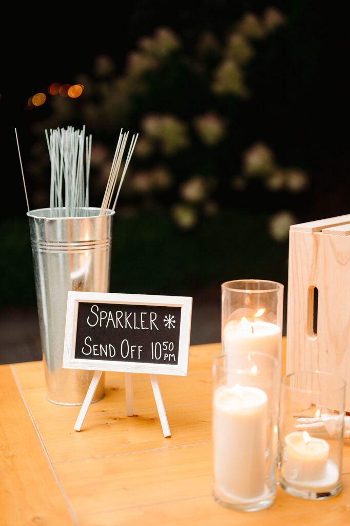 Sparkler send off decor for wedding