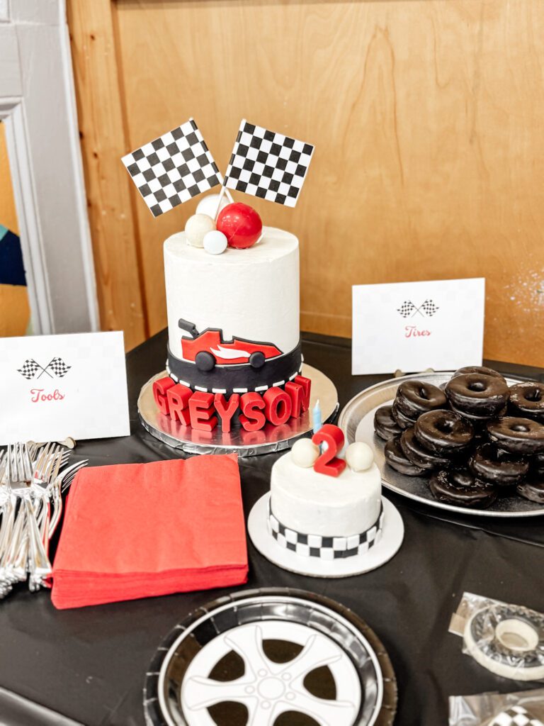 Two Fast Two Curious Birthday party cake Birthday Boy race car theme