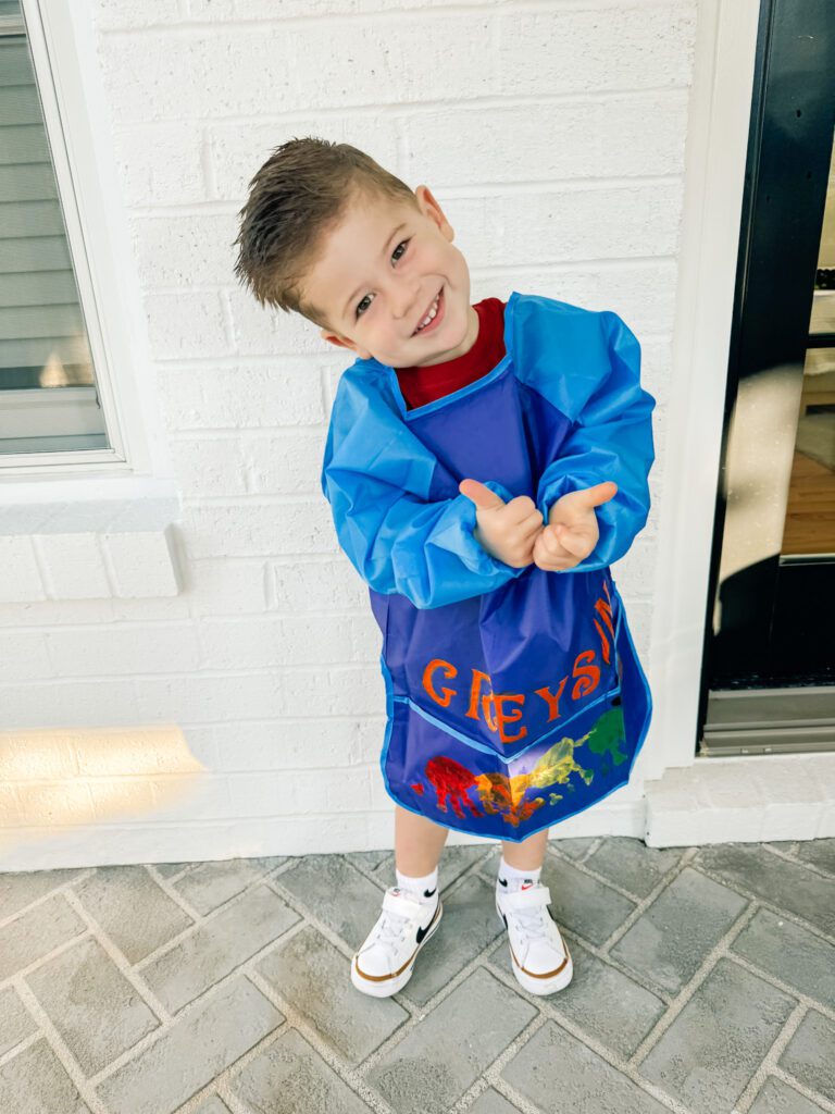 Toddler Art Smock with handprints