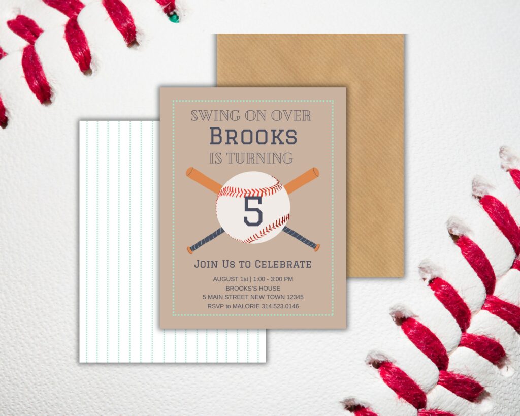 Baseball Birthday Invitation Digital Editable Template