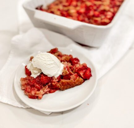 Strawberry Cobbler with Vanilla Ice Cream