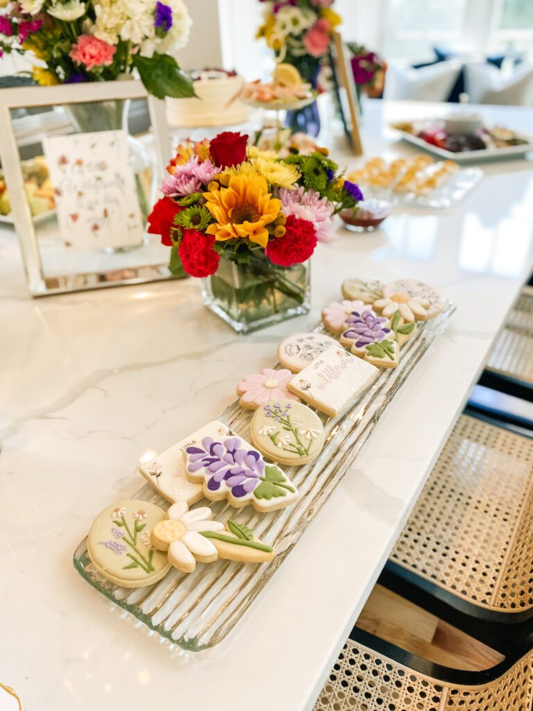 Wildflower baby shower cookies